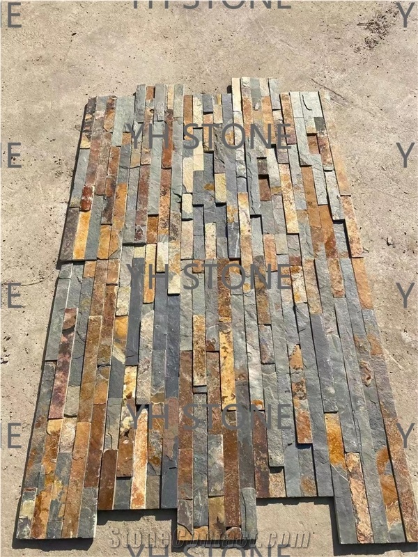 Rusty Natural Slate Stacked Stone Veneer Wall Panels