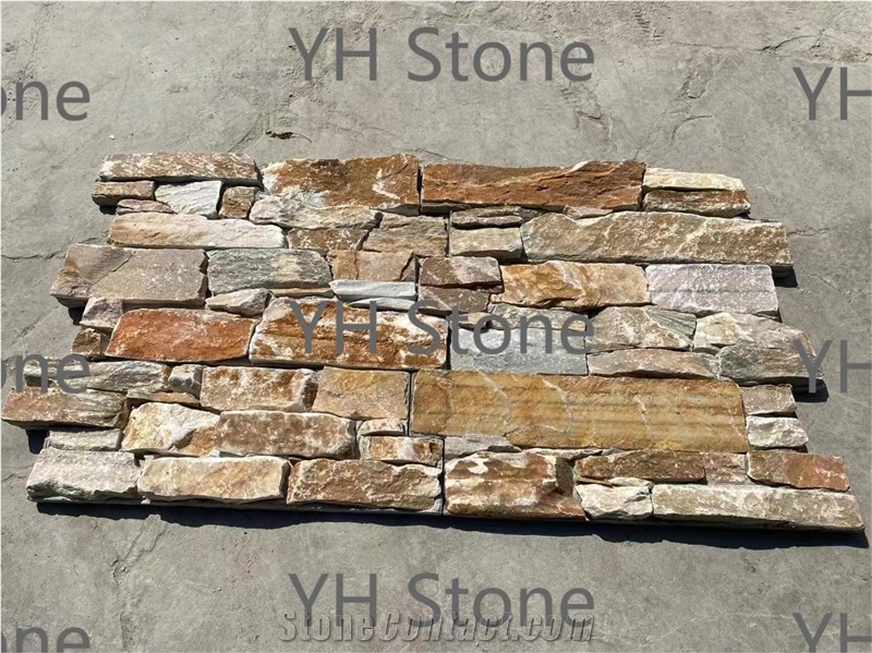 Yellow Natural Cement Ledgestone Stone Veneer Wall Panels