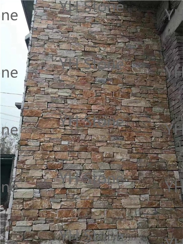 Yellow Natural Cement Ledgestone Stone Veneer Wall Panels