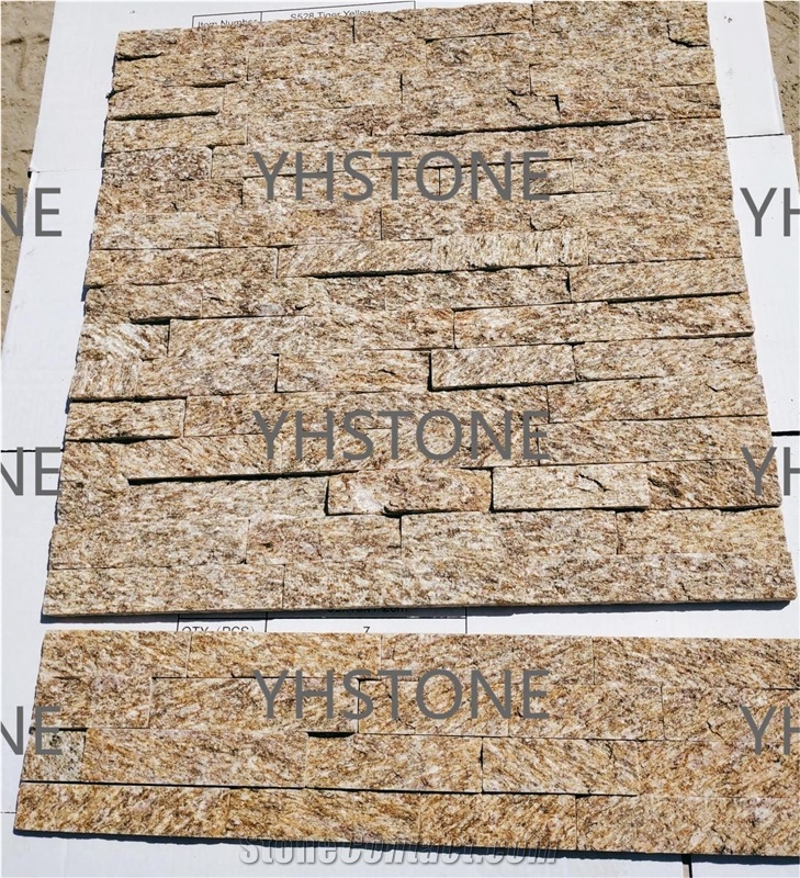 Yellow Natural Quartzite Stacked Stone Veneer Wall Panels