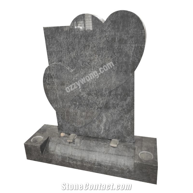 UK Heart Black Headstone