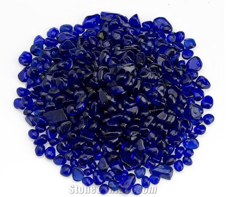 Decorative Transparent Blue Glass Pebbles