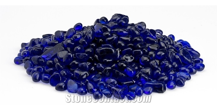 Decorative Transparent Blue Glass Pebbles