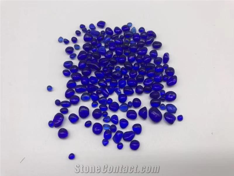 Decorative Transparent Blue Glass Pebbles