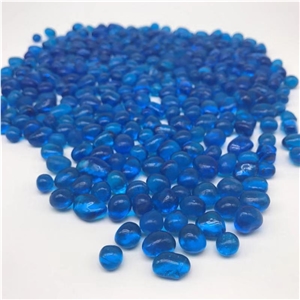Decorative Transparent Blue Glass Pebbles