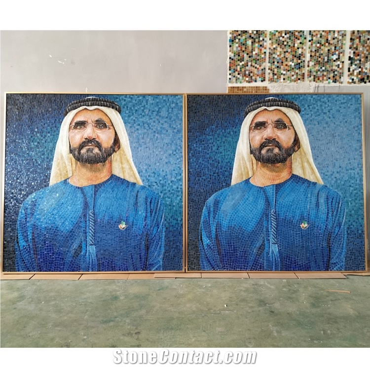 Professional Handmade Glass Mosaic Art Mural Pattern Figure