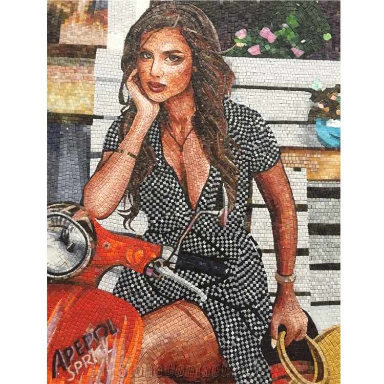 Professional Handmade Glass Mosaic Art Mural Pattern Figure