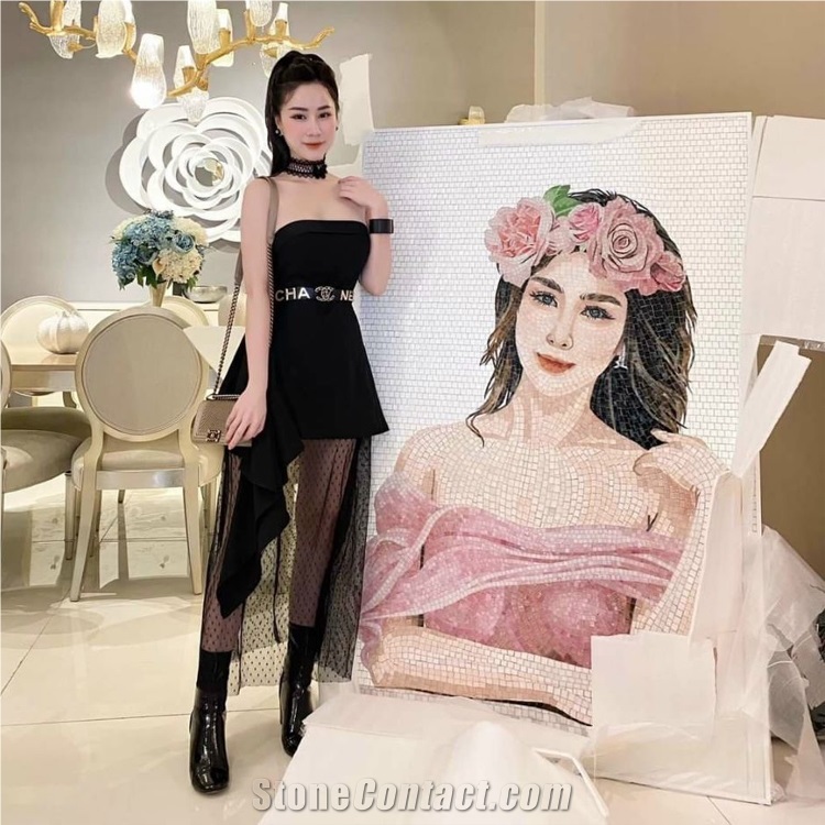 Professional Handmade Glass Mosaic Art Mural Pattern Figure