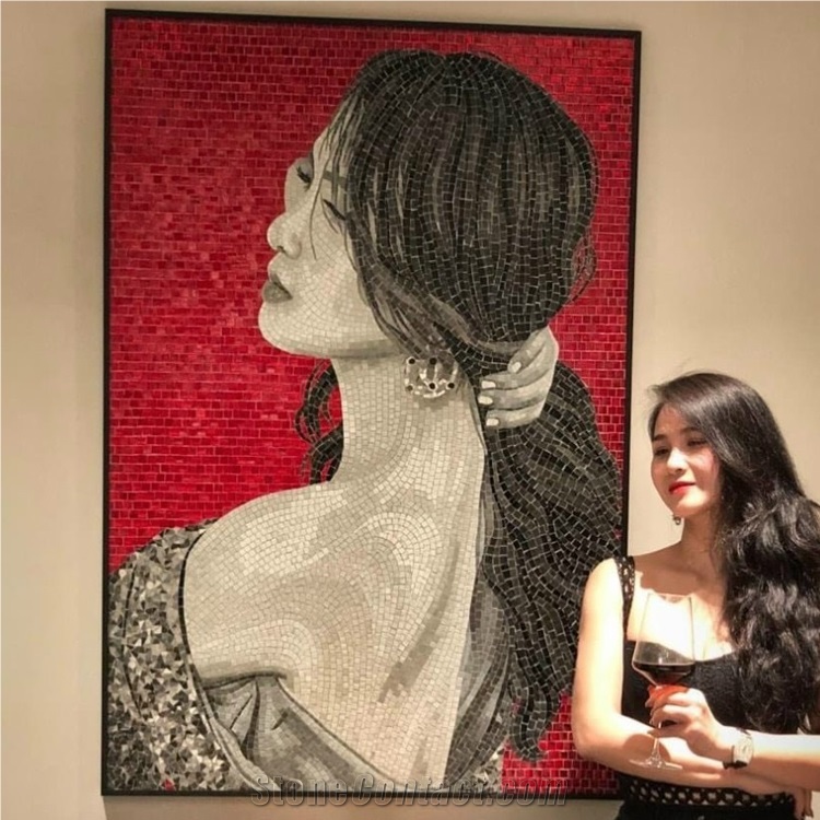 Professional Handmade Glass Mosaic Art Mural Pattern Figure