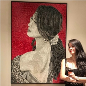 Professional Handmade Glass Mosaic Art Mural Pattern Figure