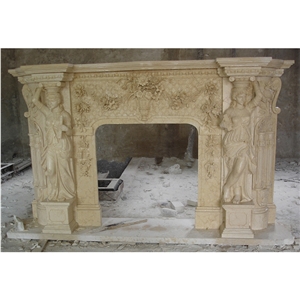 Decorative Beige Marble Fireplaces Fireplace Cover