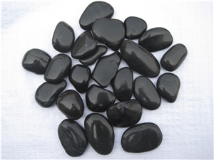 Flat Black Polished Pebbles Mini Black Round Pebble Stone