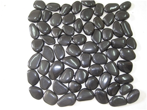 Flat Black Polished Pebbles Mini Black Round Pebble Stone