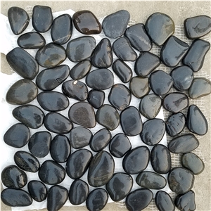 Flat Black Polished Pebbles Mini Black Round Pebble Stone