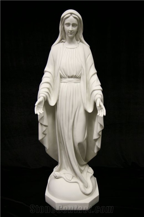 Hand Carved Natural White Marble Tombstone With Angel Statue
