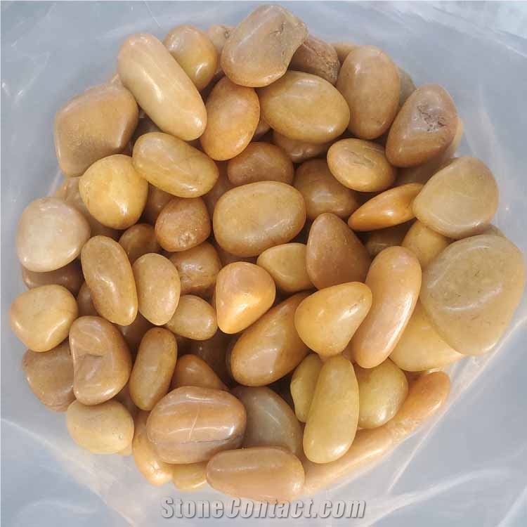 Hot Sale Yellow Polished Pebble Walkway  River Stone