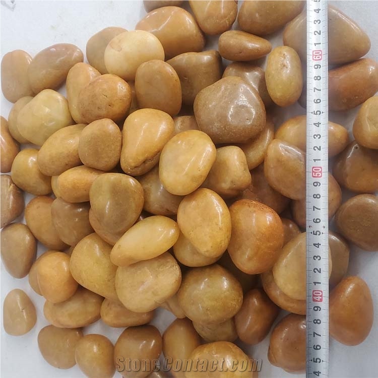 Hot Sale Yellow Polished Pebble Walkway  River Stone