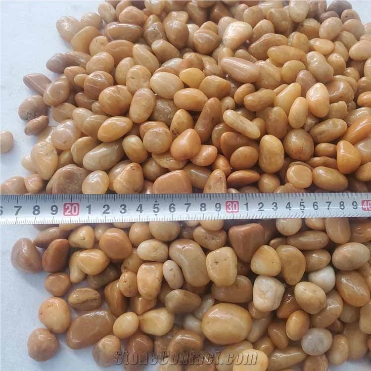 Hot Sale Yellow Polished Pebble Walkway  River Stone