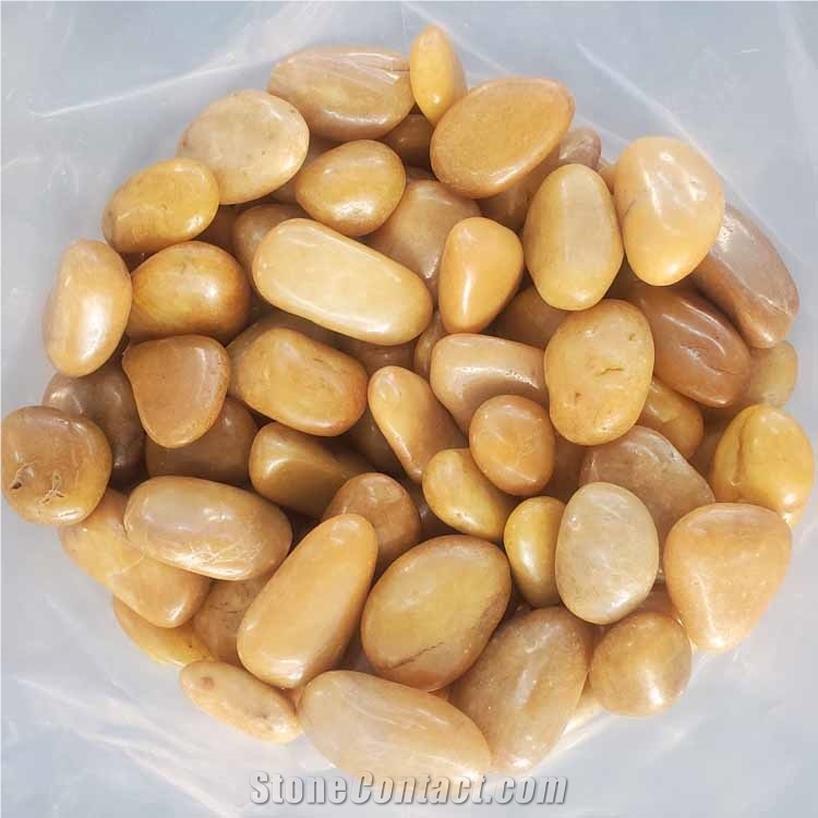 Hot Sale Yellow Polished Pebble Walkway  River Stone
