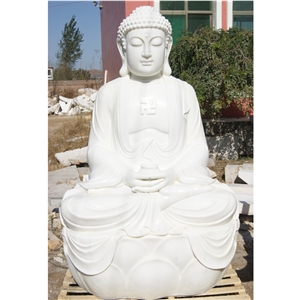 Outdoor Garden Carving Stone White Marble Sitting Buddha