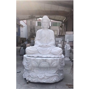 Outdoor Garden Carving Stone White Marble Sitting Buddha