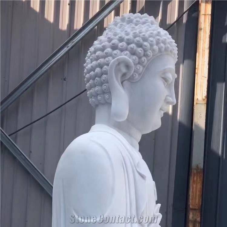 Outdoor Garden Carving Stone White Marble Sitting Buddha