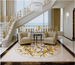 Waterjet Marble Medallion Floor Customized Marble Medallion