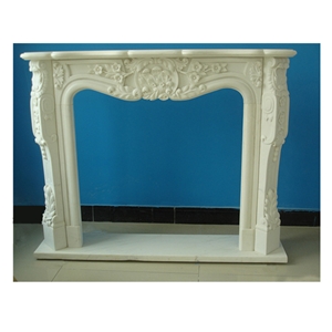 White Carved Stone Fireplace Decorative Fireplaces
