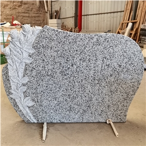 China Jilin White Granite Flower Headstones