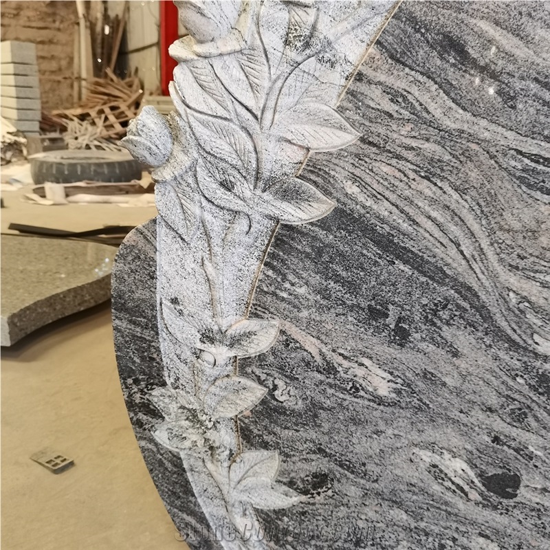 Juparana Granite Flower Carving Headstones