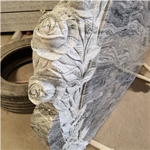 Juparana Granite Flower Carving Headstones