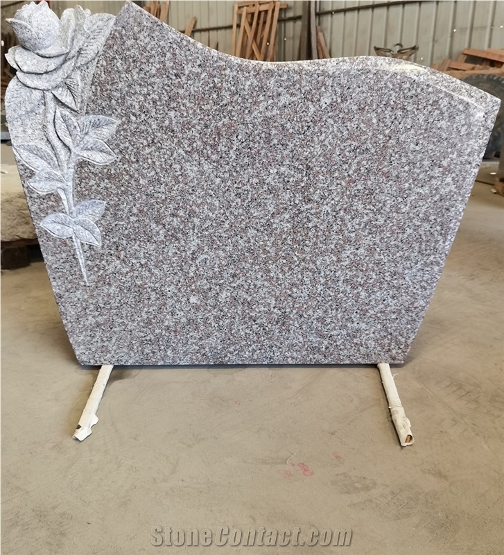 Original G664 Granite Rose Carving Headstone