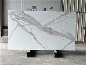 Calacatta Crystallized Marble Nano Stone Slab For Project