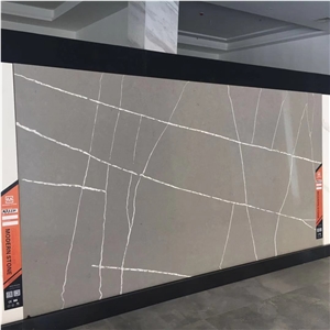 Grey Quartz Slab With White Veins With Favolable Price