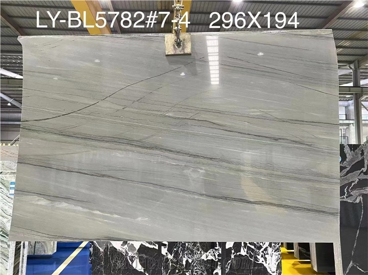Light Grey Color With Veins Natural Quartzite Slab Stone