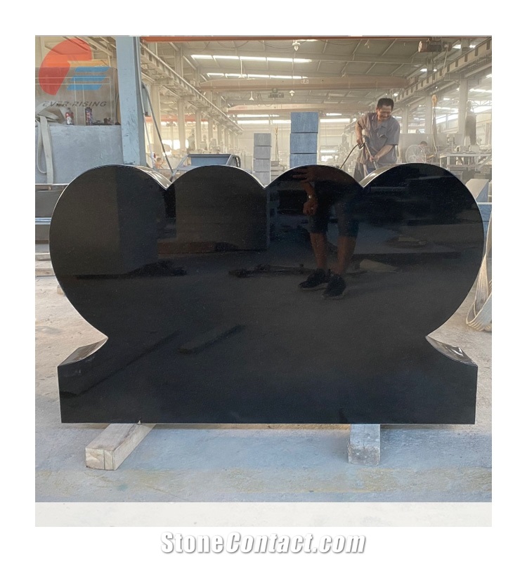 Black Granite Headstone Monument Custom Design Tombstone