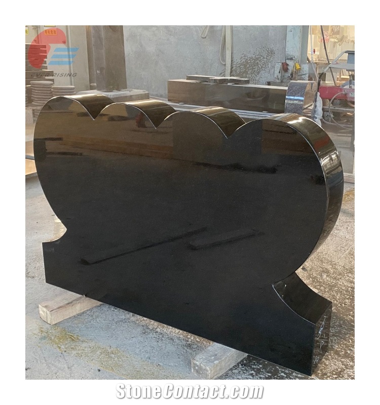 Black Granite Headstone Monument Custom Design Tombstone