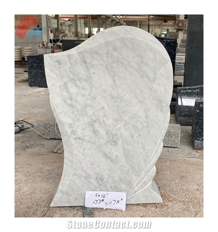 Carrara White Marble Cemetery Headstone Polished Monument