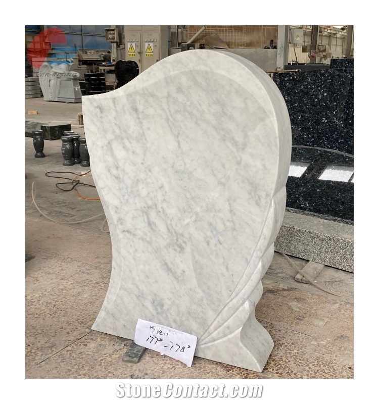 Carrara White Marble Cemetery Headstone Polished Monument