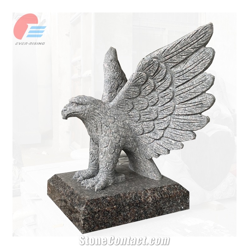 Dakota Mahogany Granite Eagle Carving Statue Headstone