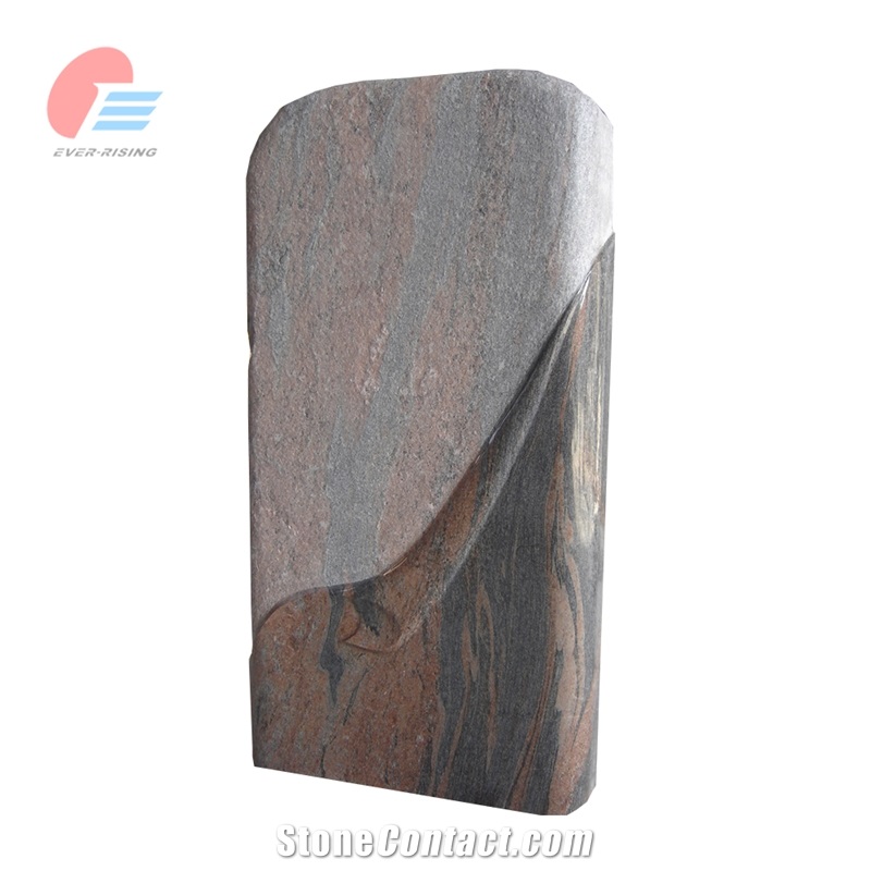 European German Style Aurora Granite Upright Headstone