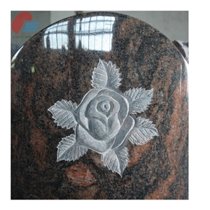 Germany Style Aurora Granite Peon Top Headstone With Carving