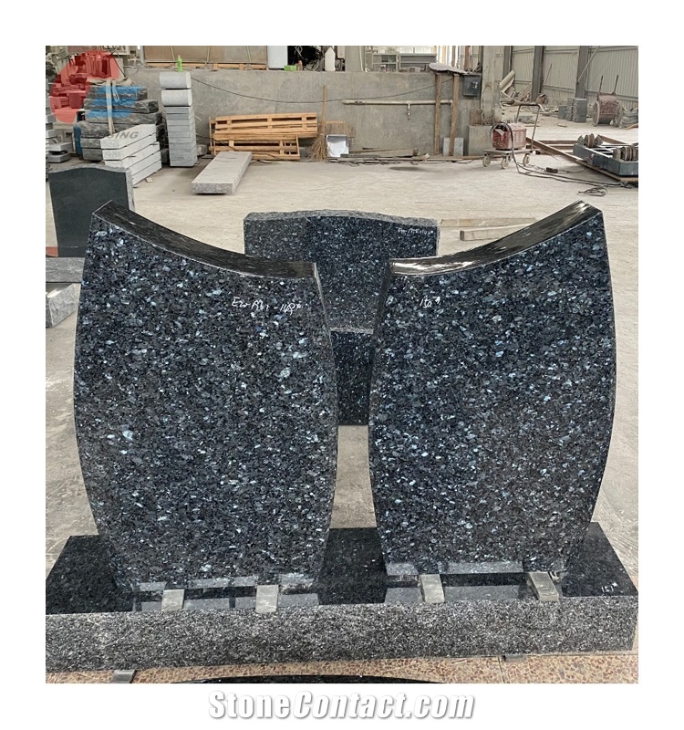 Good Quality Monument Blue Pearl Upright Simple Tombstone