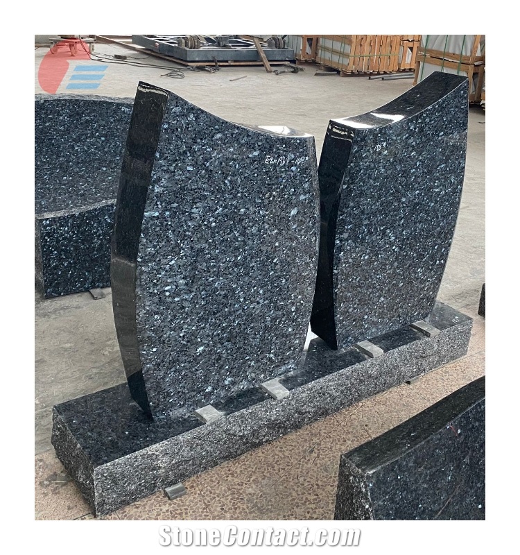Good Quality Monument Blue Pearl Upright Simple Tombstone