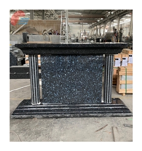 High Quality Polished Blue Pearl Granite Headstone Cemetery