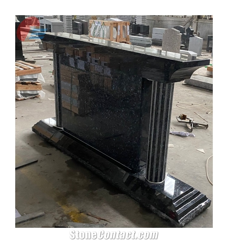 High Quality Polished Blue Pearl Granite Headstone Cemetery