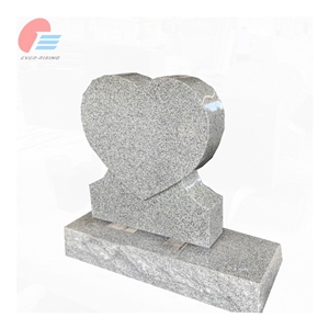 Single Heart Tombstone In China White Grey Granite G603