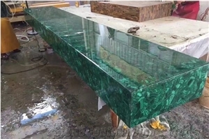 Semiprecious Malachite Green Agate Gemstone Table Tops