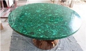 Semiprecious Malachite Green Agate Gemstone Table Tops