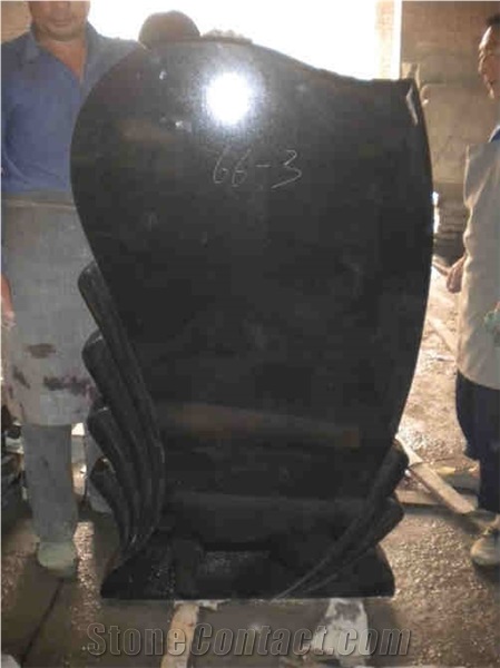 Customer Design Black Granite Single Tombstone& Gravestone